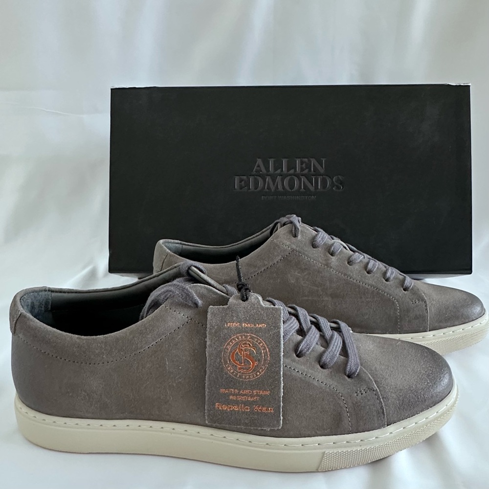 Allen Edmonds NWT Canal Court Suede Gray mens sneakers Size 9.5